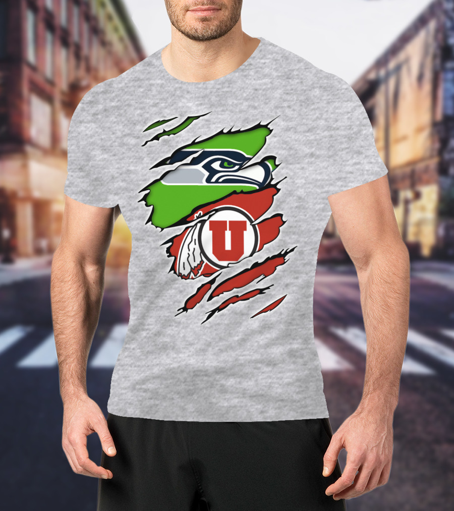 Seahawks Utes Claw Slash Emblem Blend T-Shirt