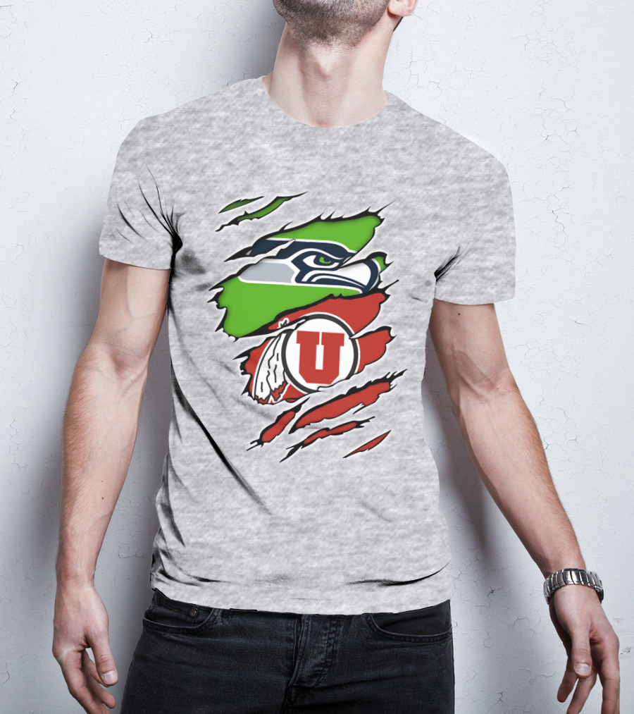 Seahawks Utes Claw Slash Emblem Blend T-Shirt