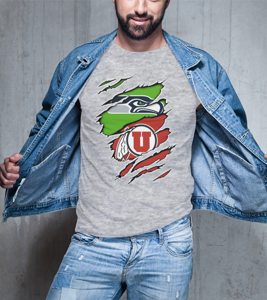 Seahawks Utes Claw Slash Emblem Blend T-Shirt