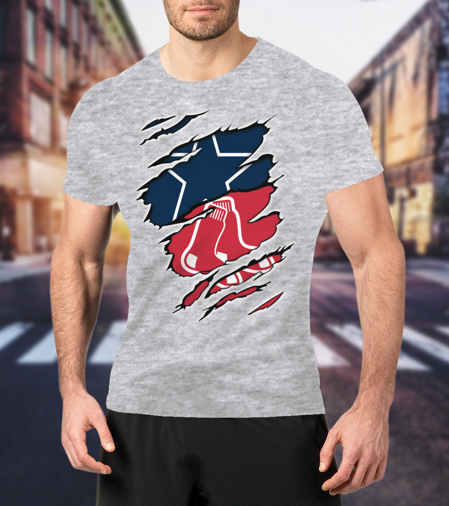 Cowboys Red Sox Logo Mashup T-Shirt