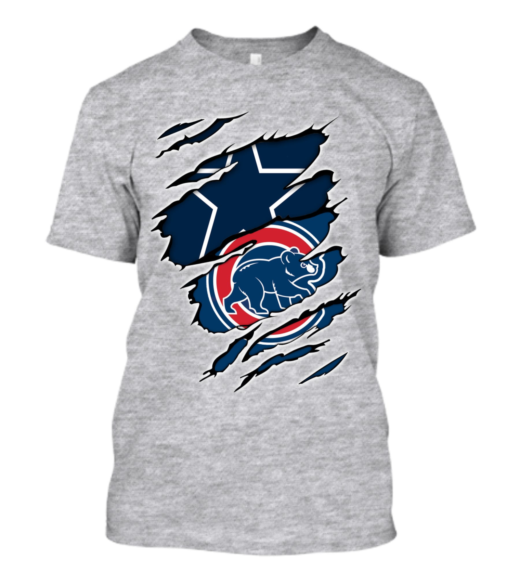 Cowboys Cubs Star And Bear Claw Rips T-Shirt