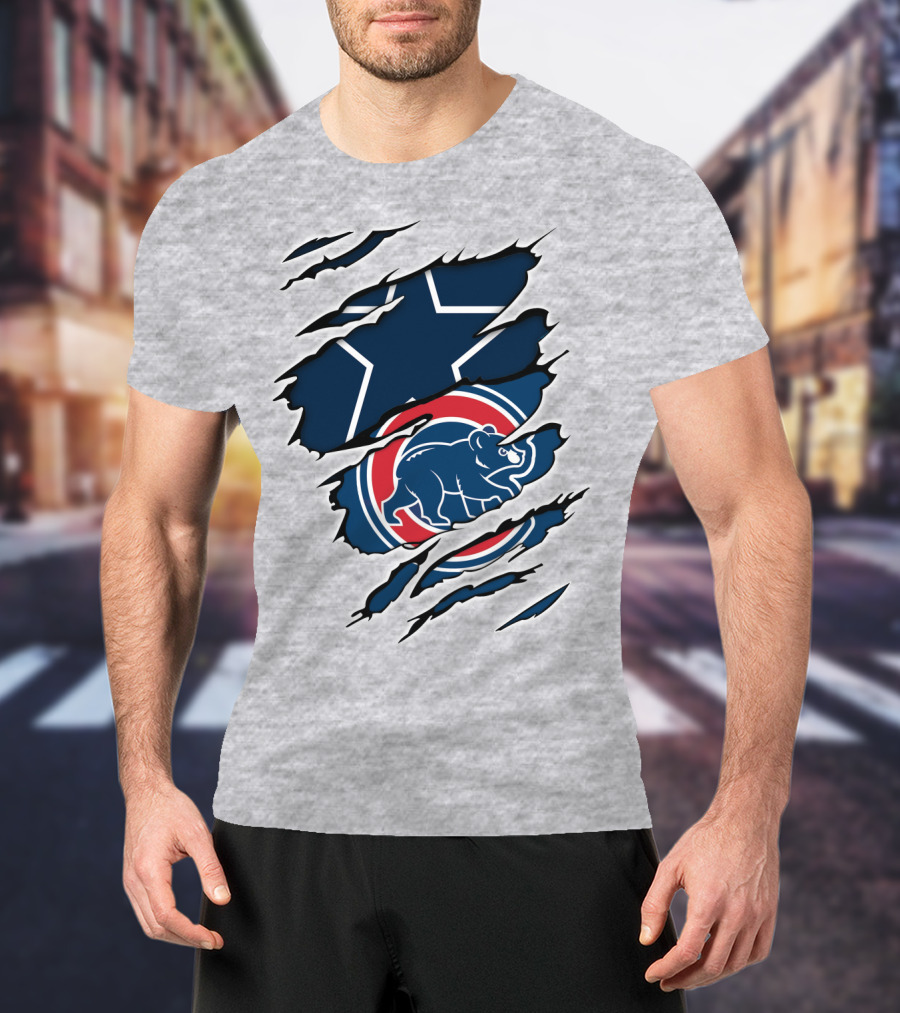 Cowboys Cubs Star And Bear Claw Rips T-Shirt
