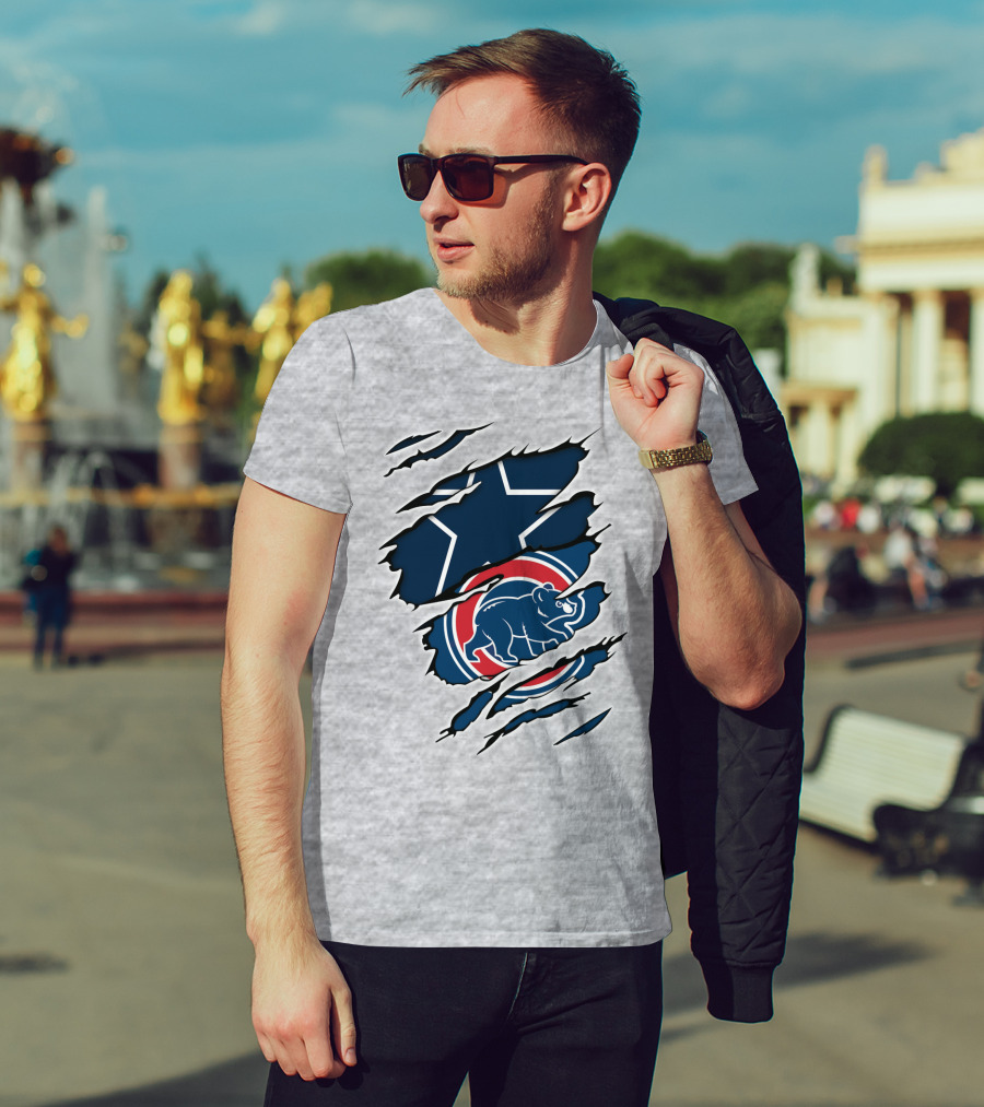Cowboys Cubs Star And Bear Claw Rips T-Shirt