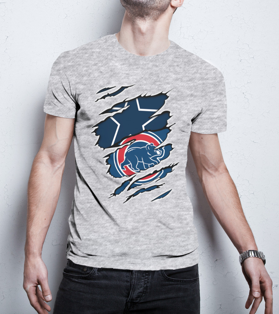 Cowboys Cubs Star And Bear Claw Rips T-Shirt