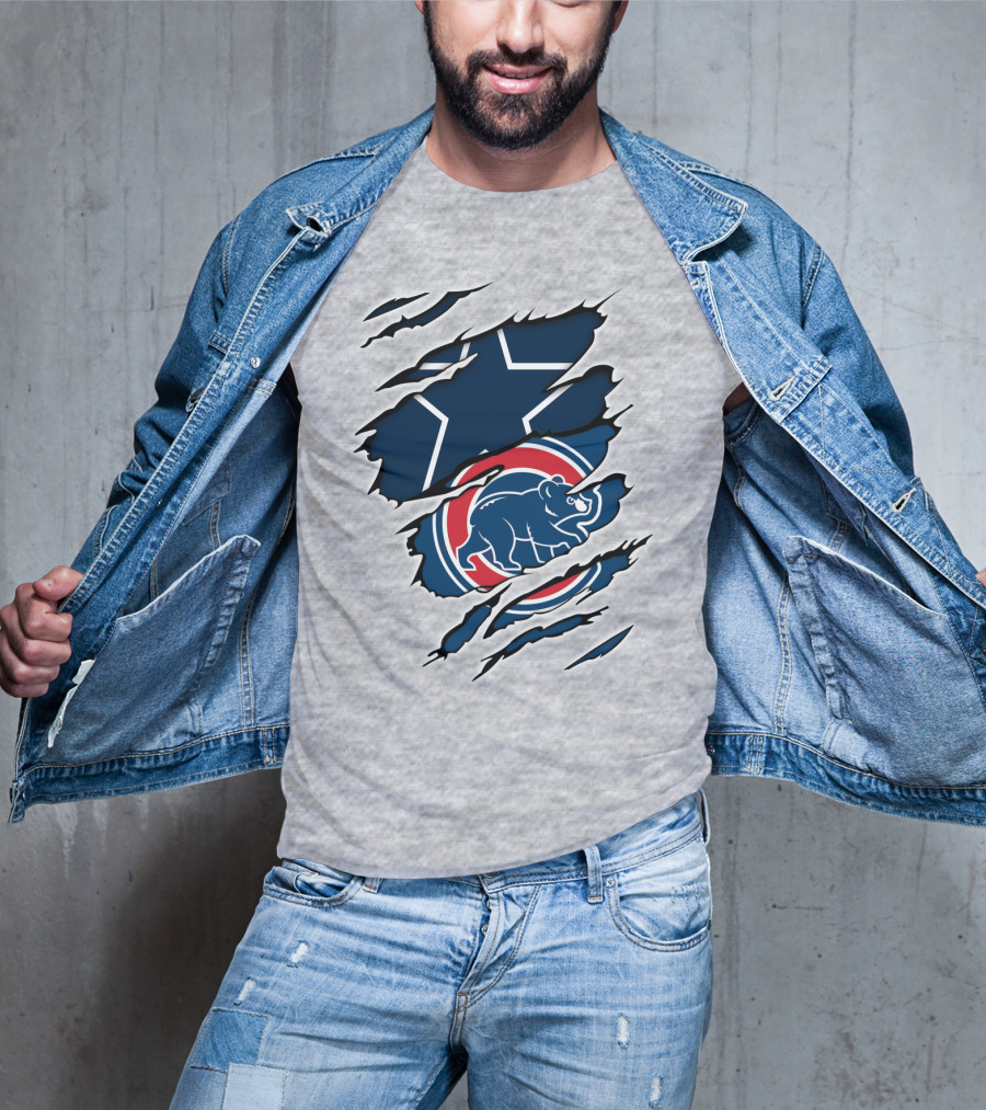 Cowboys Cubs Star And Bear Claw Rips T-Shirt