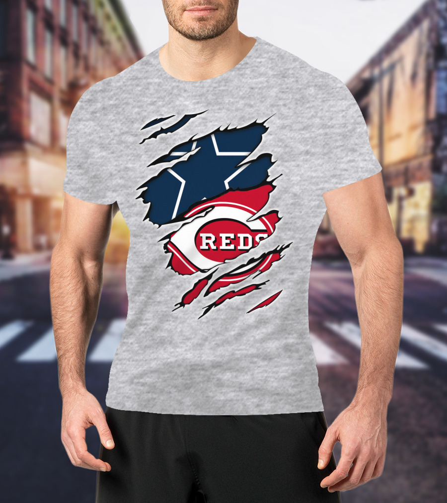 Cowboys Star Reds Logo Ripped T-Shirt