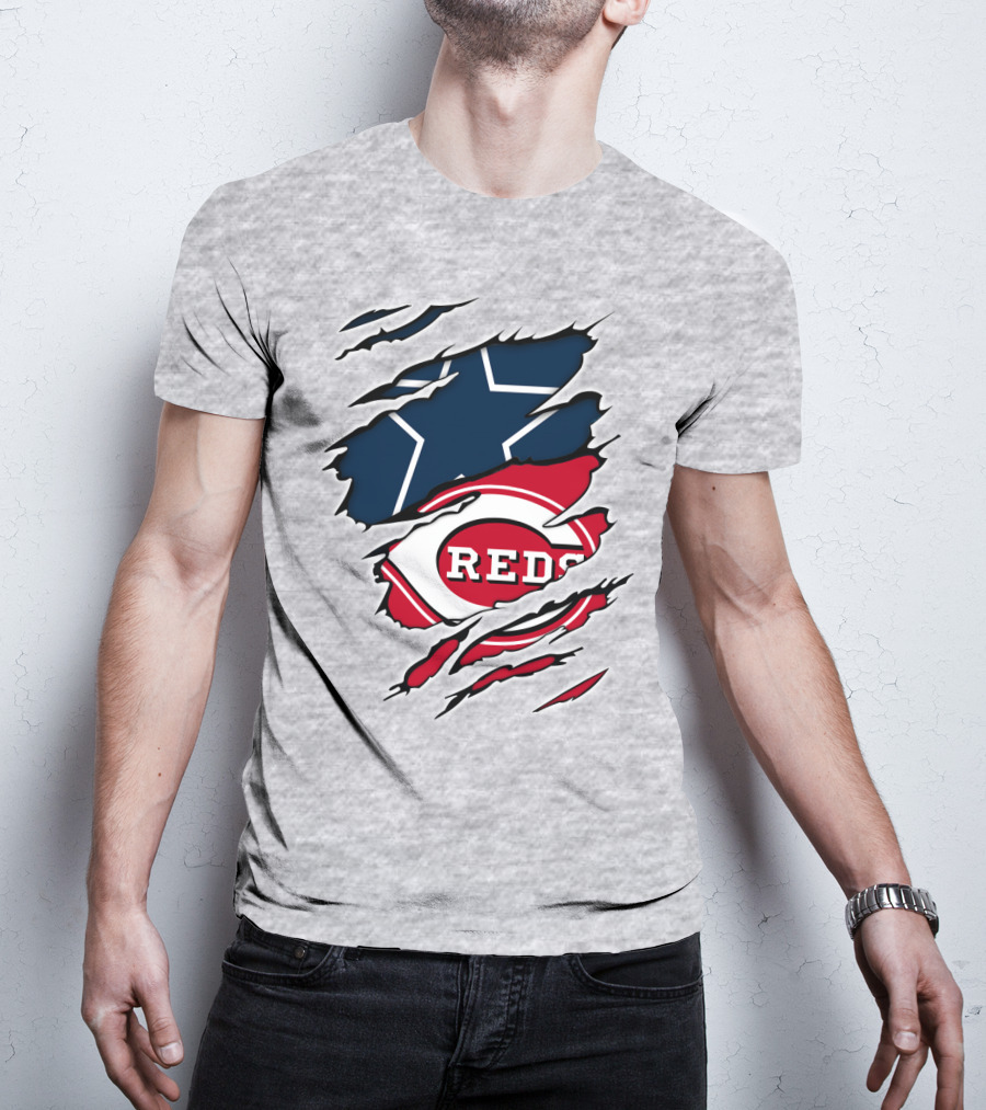 Cowboys Star Reds Logo Ripped T-Shirt