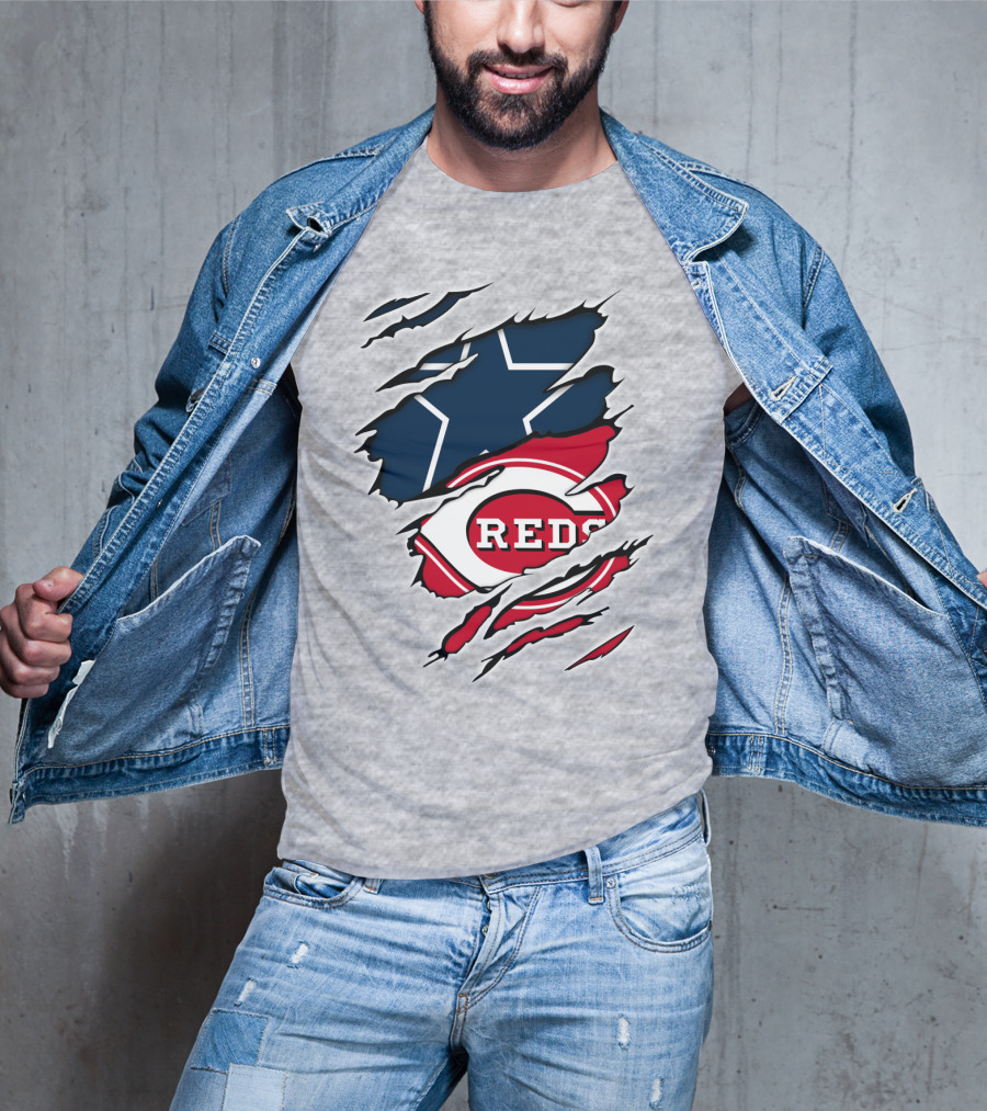Cowboys Star Reds Logo Ripped T-Shirt
