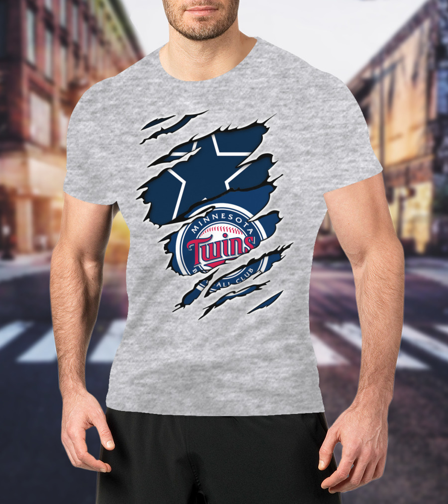 Minnesota Twins Dallas Cowboys Logo Mashup T-Shirt