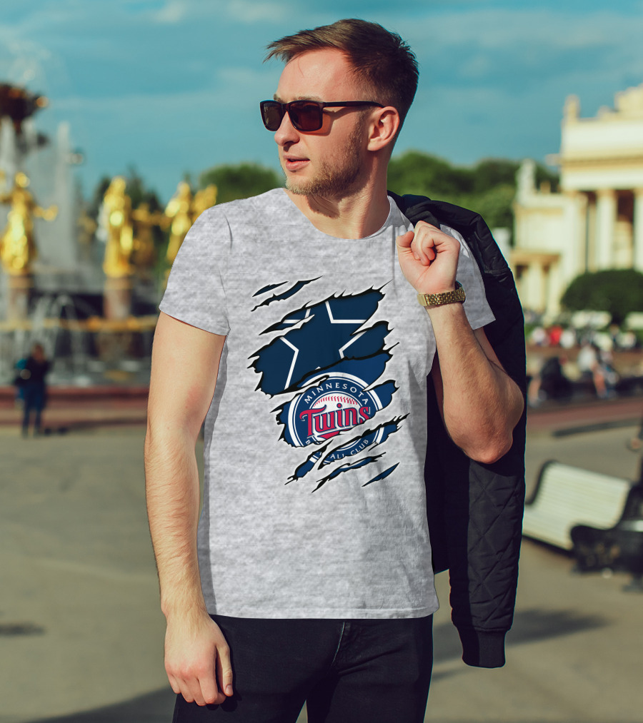 Minnesota Twins Dallas Cowboys Logo Mashup T-Shirt
