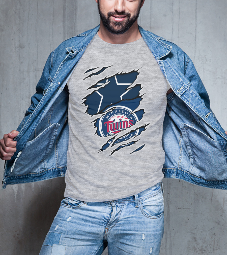 Minnesota Twins Dallas Cowboys Logo Mashup T-Shirt