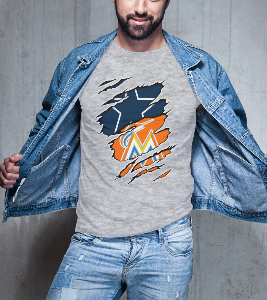 Cowboys Marlins Logo Tear T-Shirt