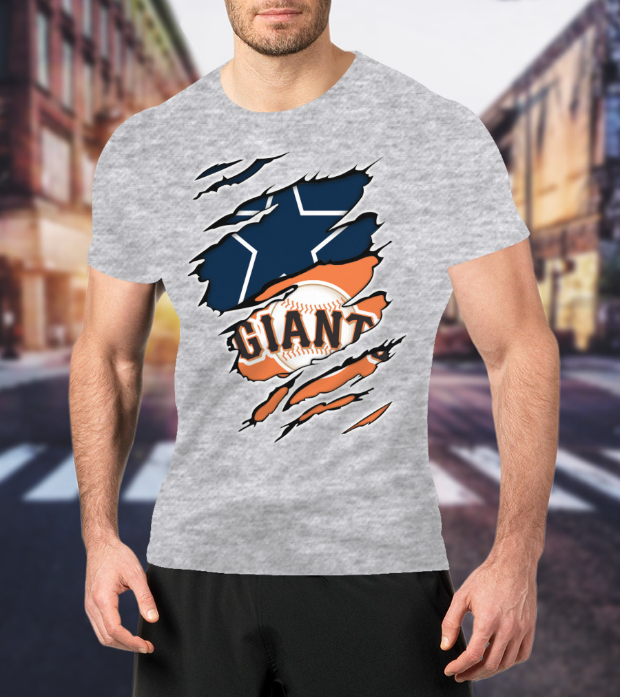 Cowboys Star And Giants Baseball Mashup T-Shirt