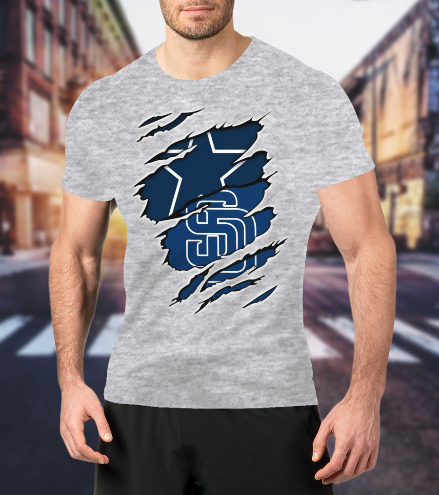 Cowboys Padres Cowboys Logo Mashup T-Shirt