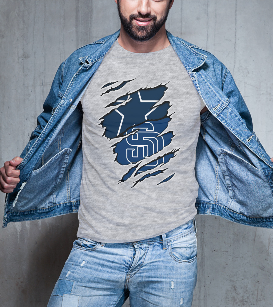 Cowboys Padres Cowboys Logo Mashup T-Shirt