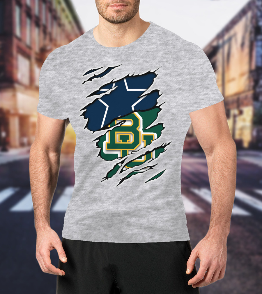 Baylor Cowboys Star Rip Claw Marks T-Shirt