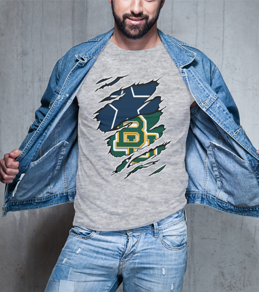 Baylor Cowboys Star Rip Claw Marks T-Shirt