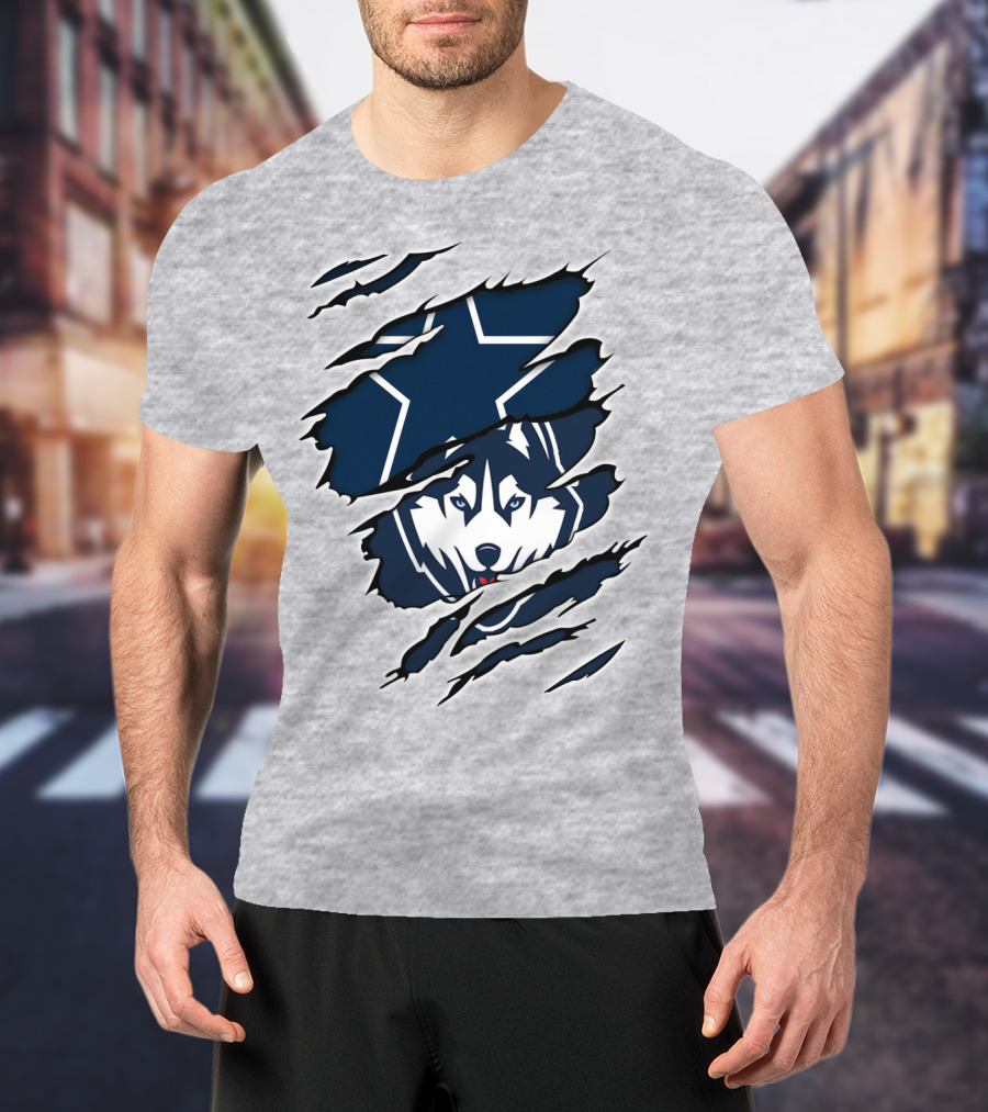 Cowboys Huskies Scratch Star Iconic T-Shirt