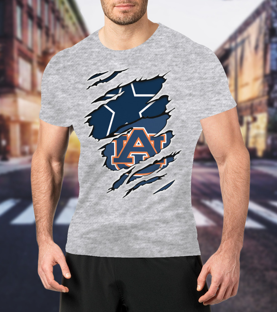 Cowboys Star Auburn Tigers Logo Claw Marks T-Shirt