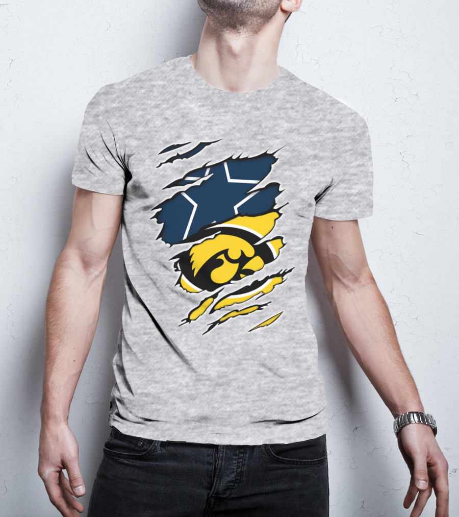 Cowboys Hawkeyes Cowboys Star And Tigerhawk Tear Combo T-Shirt