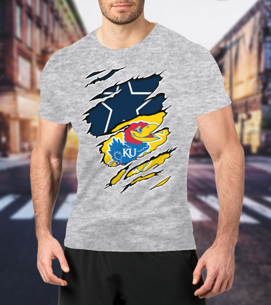 Dallas Cowboys Kansas Jayhawks Unique Blend T-Shirt