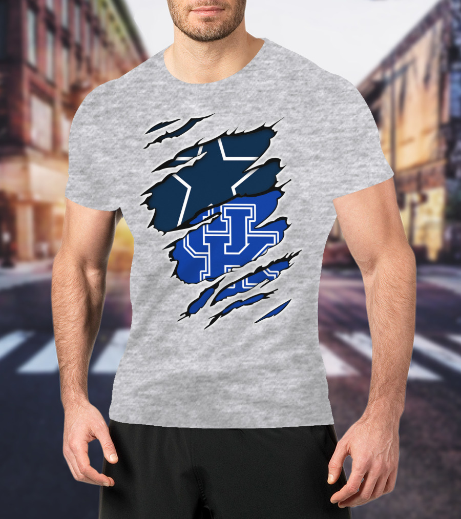 Dallas Cowboys Kentucky Wildcats Rip Effect T-Shirt