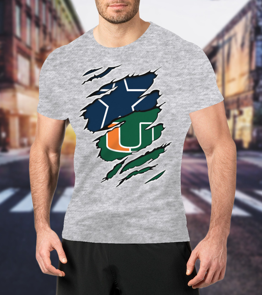 Dallas Cowboys Miami Hurricanes Logo Mashup T-Shirt