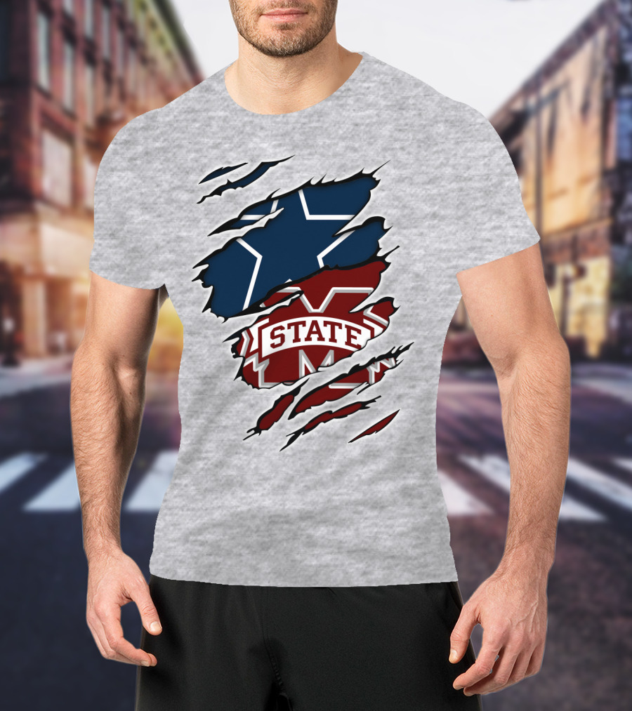 Dallas Stars And Mississippi State Cowboys Combo T-Shirt