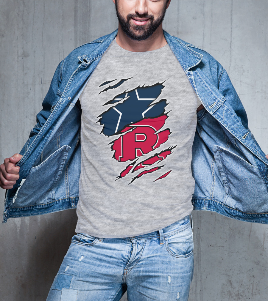 Cowboys Rutgers Ripped Star And R Logo Fusion T-Shirt