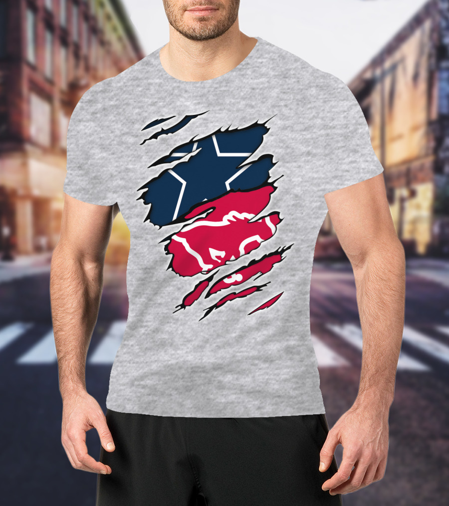Texas Flag Ripped With SMU Mustangs T-Shirt