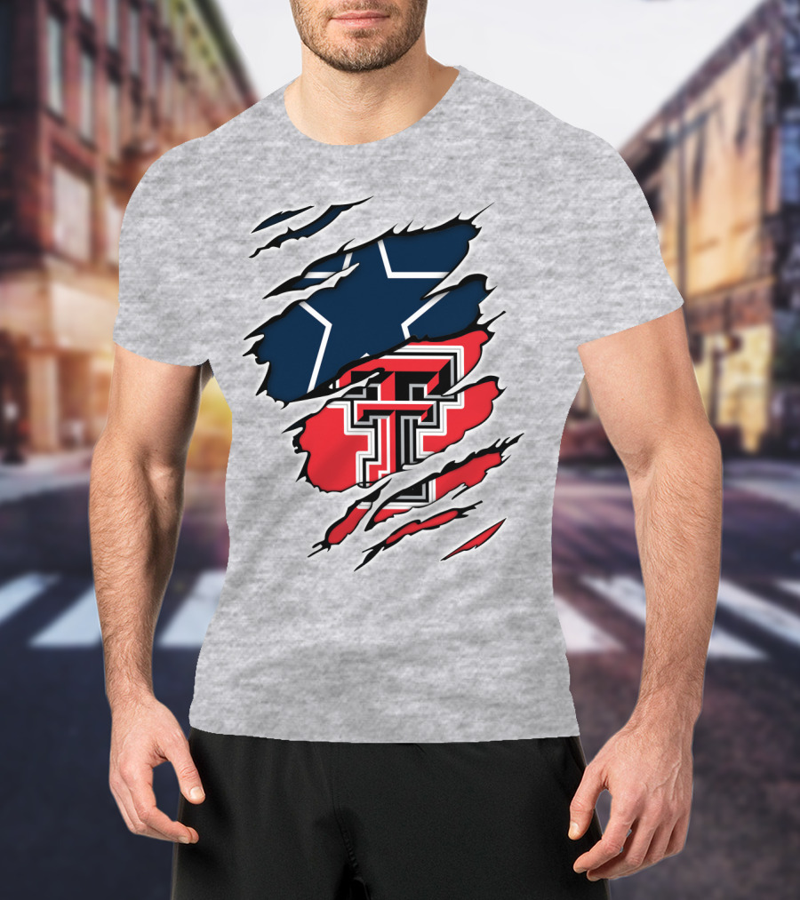 Texas Tech Cowboys Star And Double T Logo Rip T-Shirt