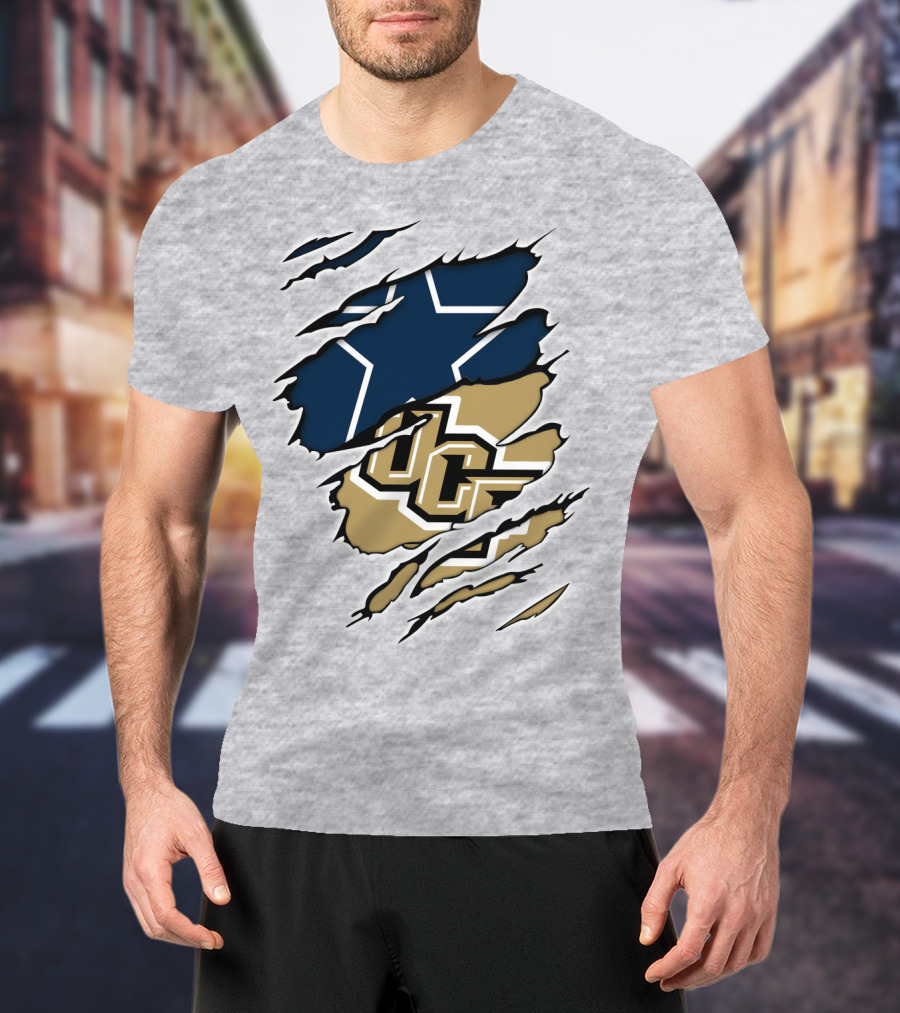 Cowboys UCF Rip Design Cowboys Star Gold T-Shirt