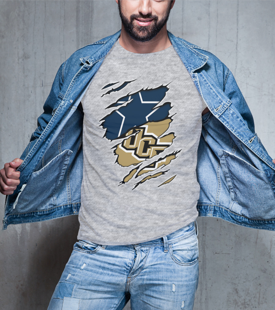 Cowboys UCF Rip Design Cowboys Star Gold T-Shirt
