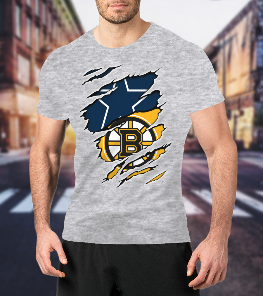Dallas Cowboys Boston Bruins Fan Crossover T-Shirt