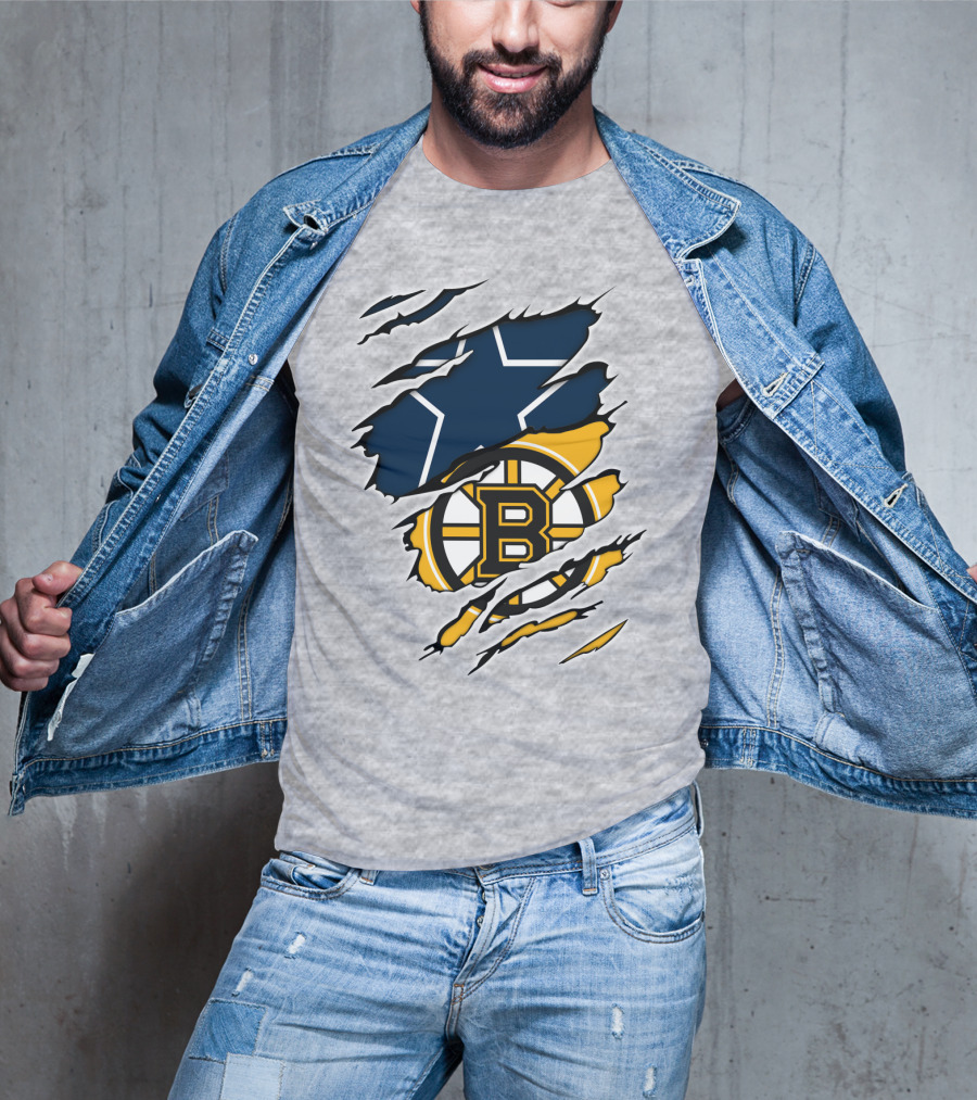 Dallas Cowboys Boston Bruins Fan Crossover T-Shirt