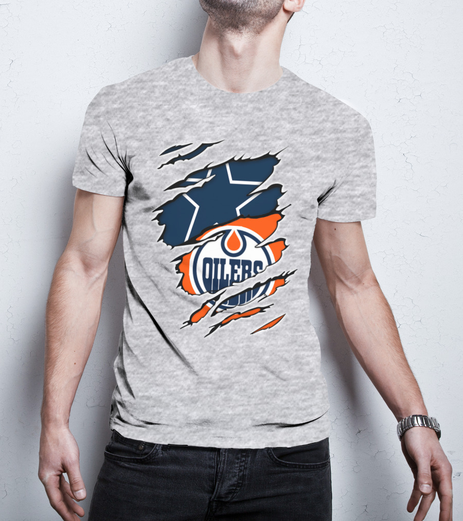 Cowboys Oilers Logos Ripped T-Shirt