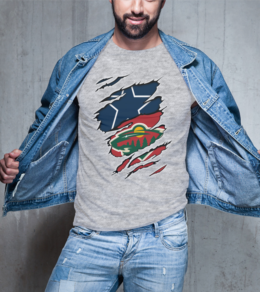 Dallas Cowboys Wild Minnesota Wild Rip Claw Marks T-Shirt