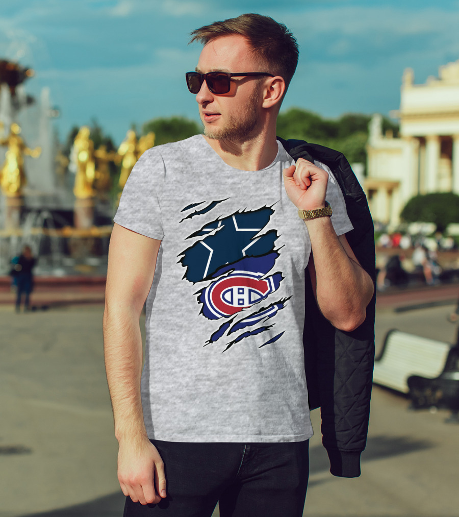 Cowboys Canadiens Logos Ripped T-Shirt