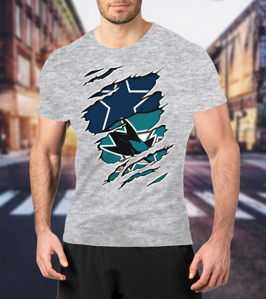 Dallas Cowboys San Jose Sharks Fan Crossover T-Shirt