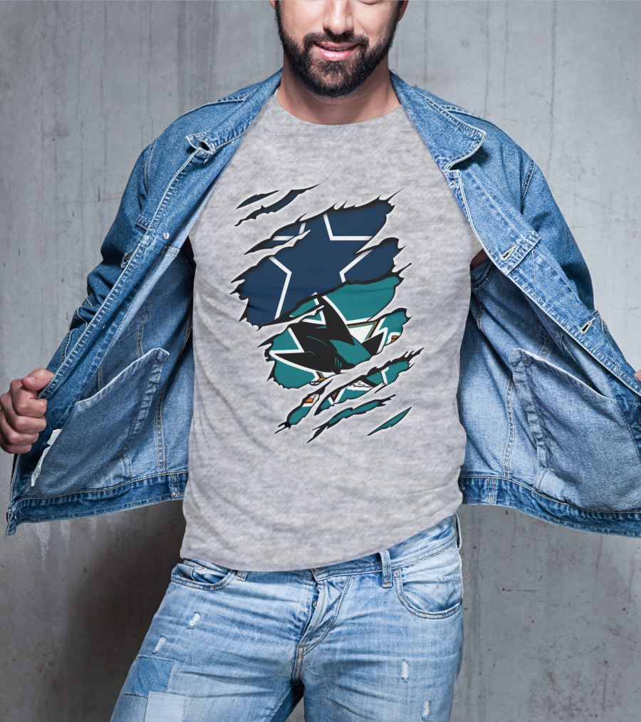 Dallas Cowboys San Jose Sharks Fan Crossover T-Shirt