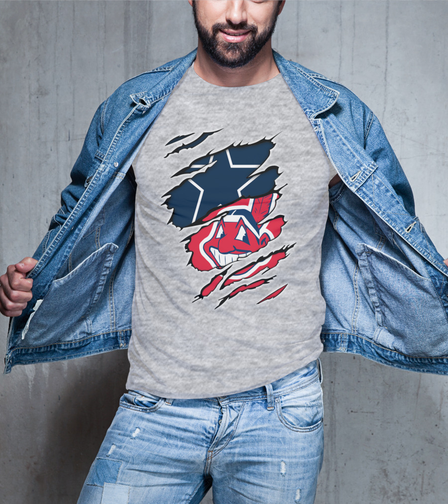 Cowboys Indians NFL MLB Collaboration Dallas Cleveland Football Baseball T-Shirt