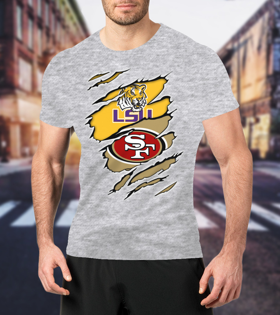 LSU Tigers San Francisco 49ers Ripped T-Shirt