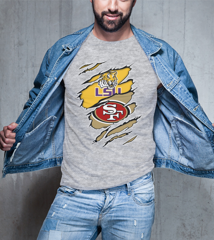 LSU Tigers San Francisco 49ers Ripped T-Shirt