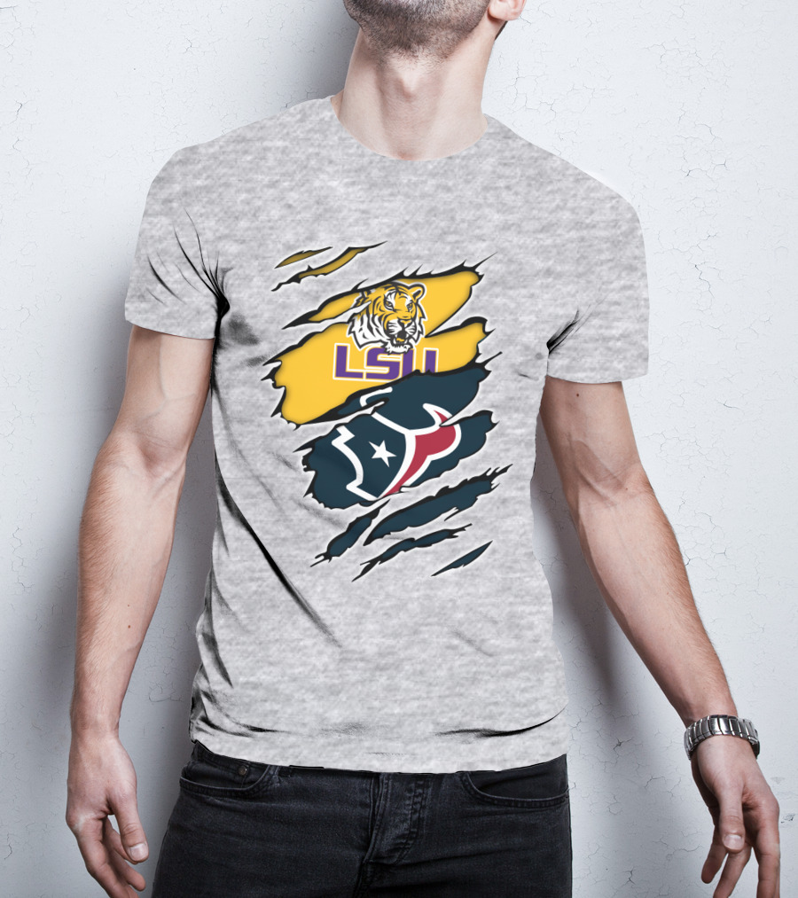 LSU Tigers And Houston Texans Split T-Shirt