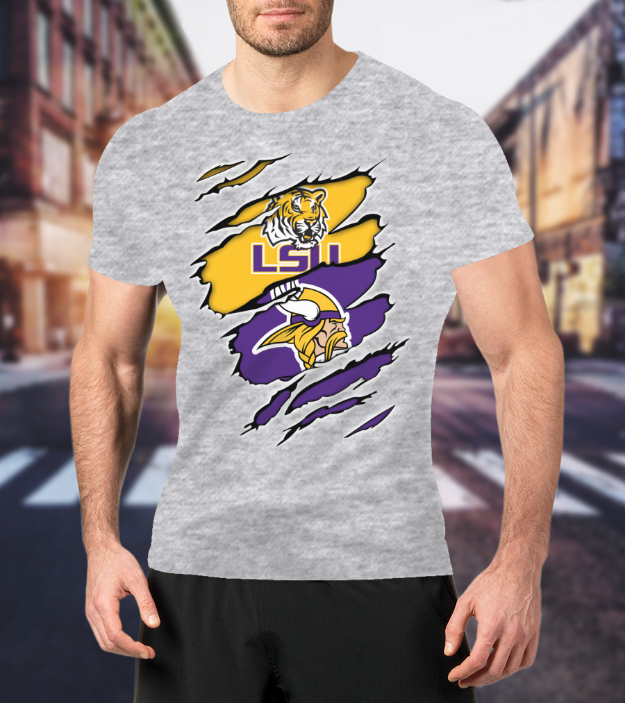 LSU Tigers Vikings Ripped T-Shirt