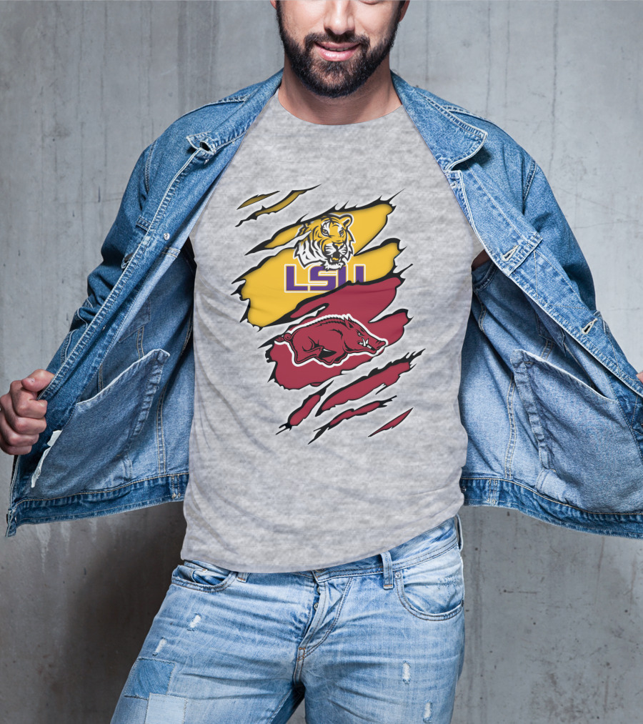LSU Tigers Arkansas Razorbacks Rivalry Claw Marks T-Shirt