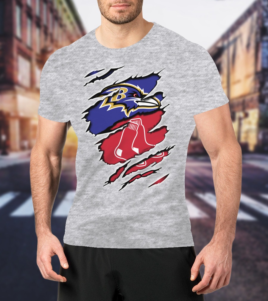 Ravens Redsox Ravens Redsox Baltimore New England T-Shirt