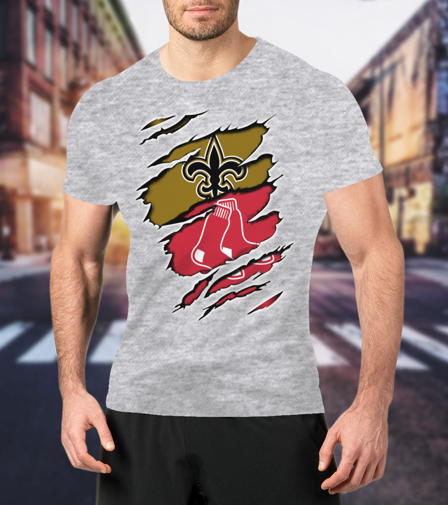 Saints Redsox Fleur-de-Lis And Red Socks Inspired T-Shirt