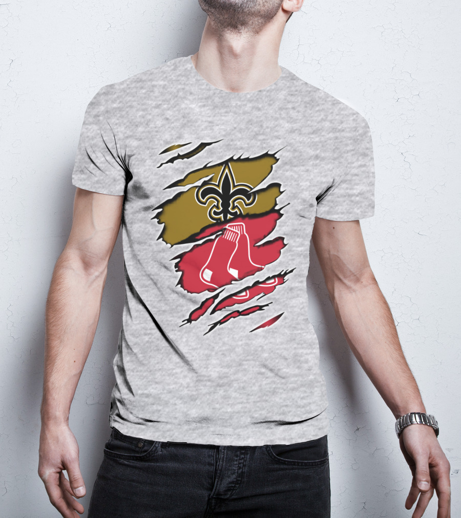 Saints Redsox Fleur-de-Lis And Red Socks Inspired T-Shirt