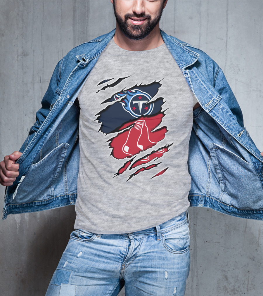 Titans Redsox Ripped NFL MLB Crossover T-Shirt